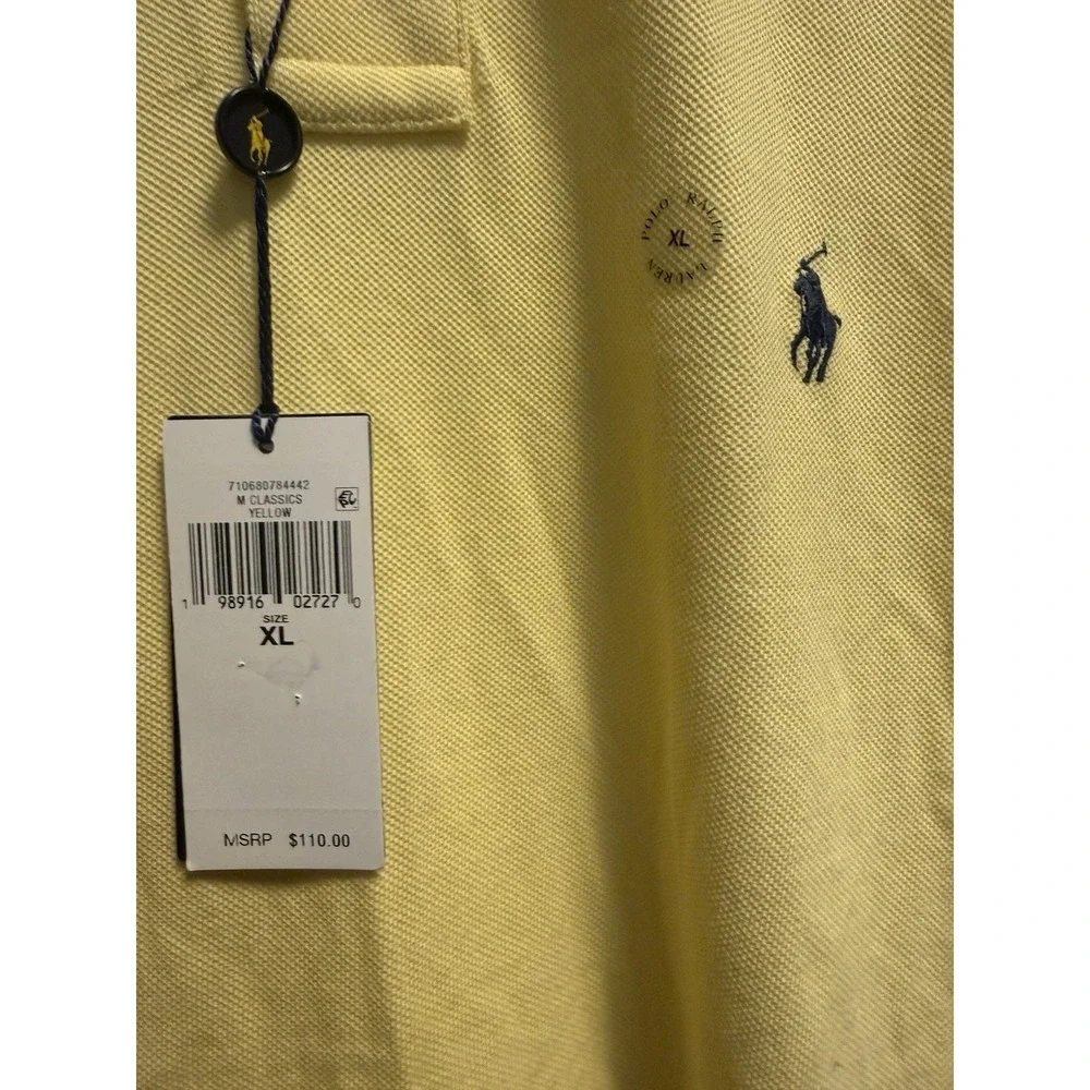Polo Ralph Lauren Men's Yellow Custom Slim Fit Polo Shirt XL NWT Flaw Read